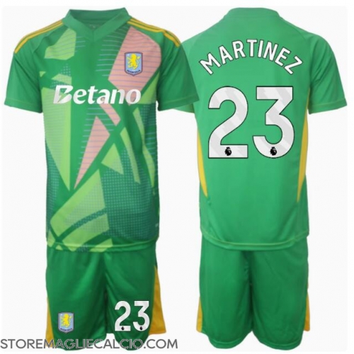 Aston Villa Emiliano Martinez #23 Portiere Maglia Gara Casa Repliche 2024-25 Bambino Maniche Corte Aston Villa Emiliano Martinez #23 Portiere Maglia Gara Casa Repliche 2024-25 Bambino Maniche Corte